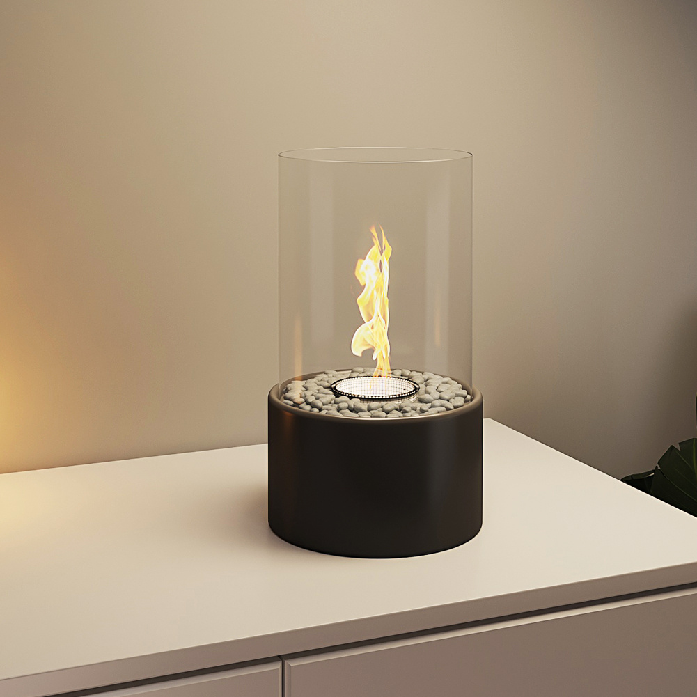 Tabletop Bio Ethanol Fireplace With Glass Tube - Daily Deals