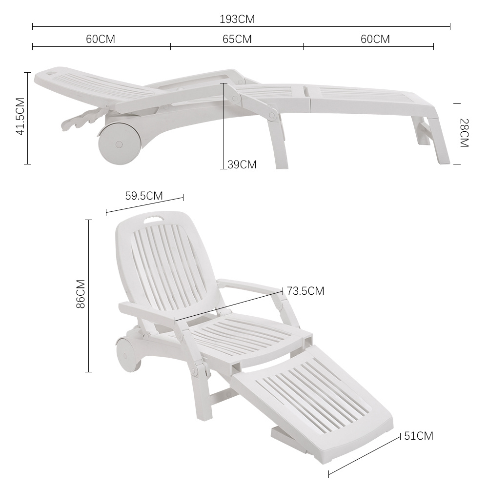 Outdoor Folding Lounge Chair Recliner with Wheels - Daily Deals