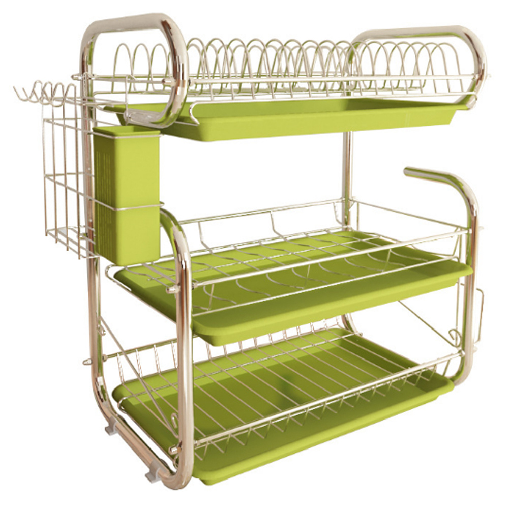 3-Tier Dish Drainer Storage Stand Bowl Plate Dryer Tray - Daily Deals