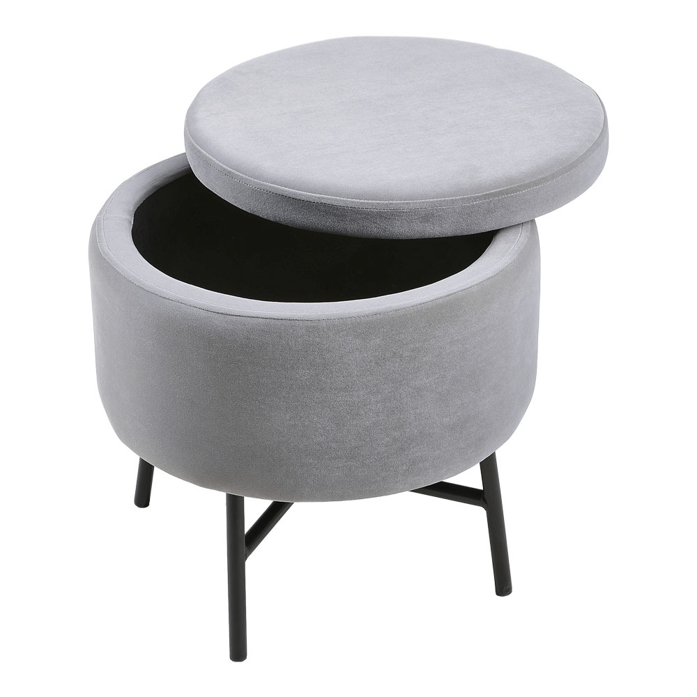 Contemporary Velvet Storage Ottoman With Metal Legs - Daily Deals