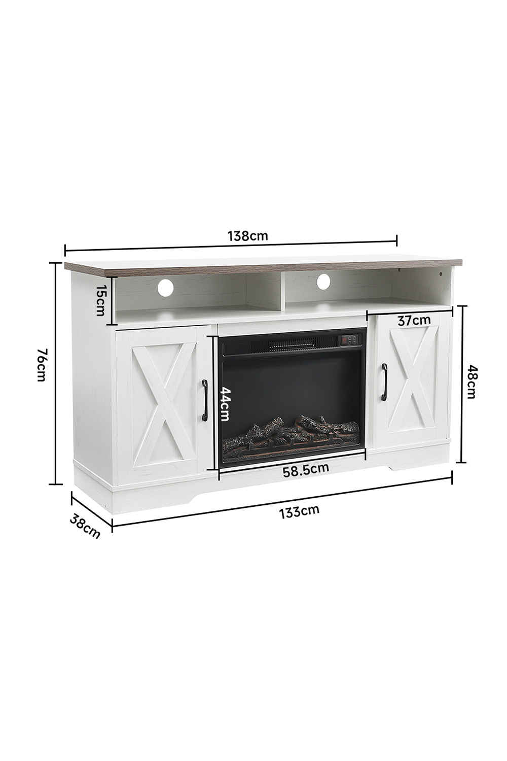 138cm W White Recessed Electric Fireplace TV Stand - Daily Deals