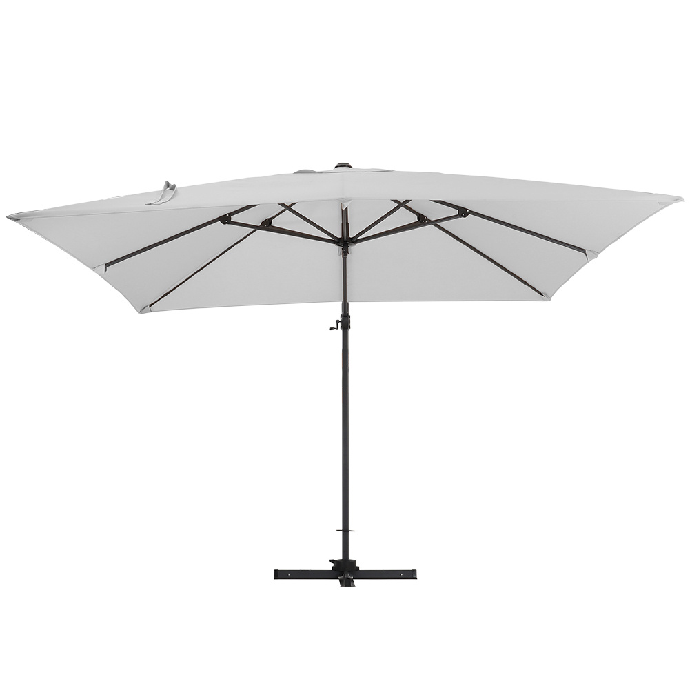 Light Grey 300cm Square Canopy Rotating Cantilever Parasol With Square Base - Daily Deals