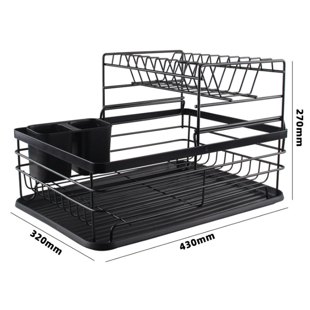 2 Tier Metal Dish Drainer Rack Sink Washing Plates Draining Board - Daily Deals
