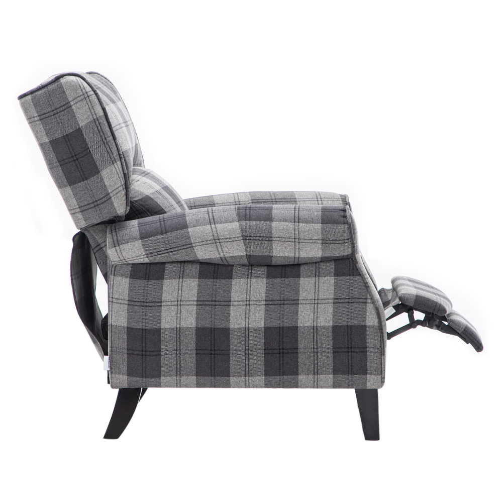 Fabric Grey Tartan Motion Reclining Armchair - Daily Deals