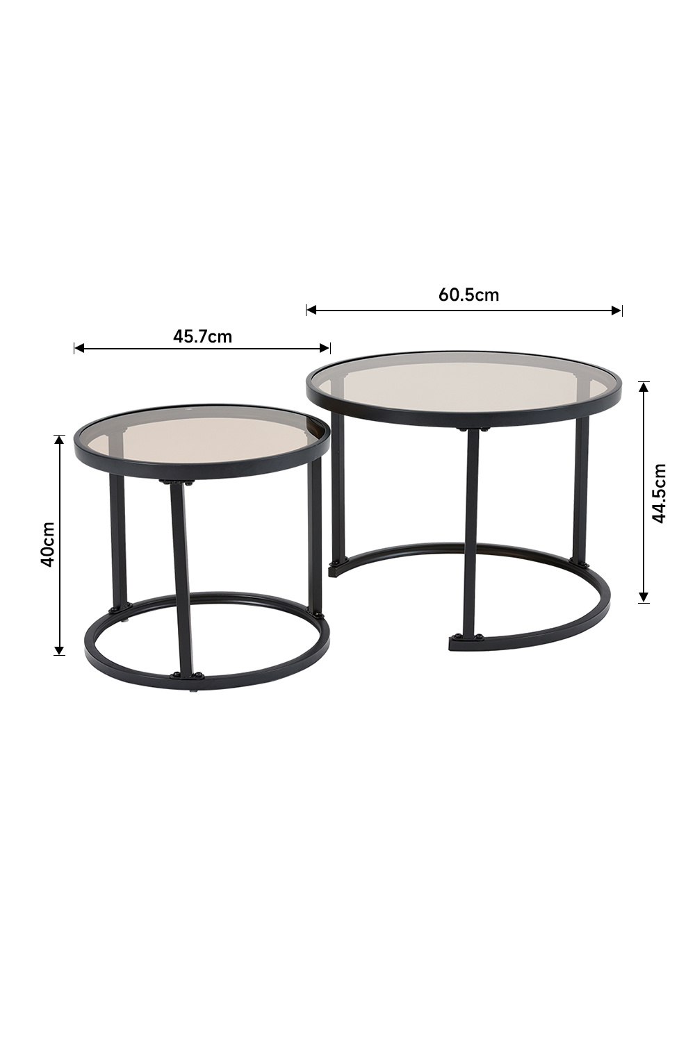 Tea Glass Round Nesting Coffee Table Set of 2 Black - Daily Deals