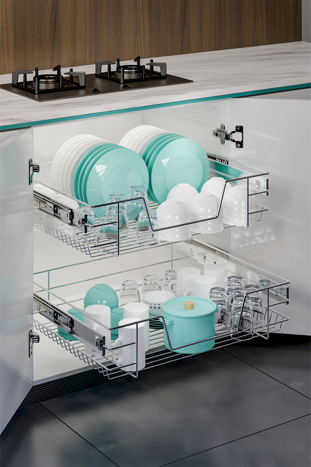 2-Pack Metal Sliding Cabinet Wire Basket Organizer - Daily Deals