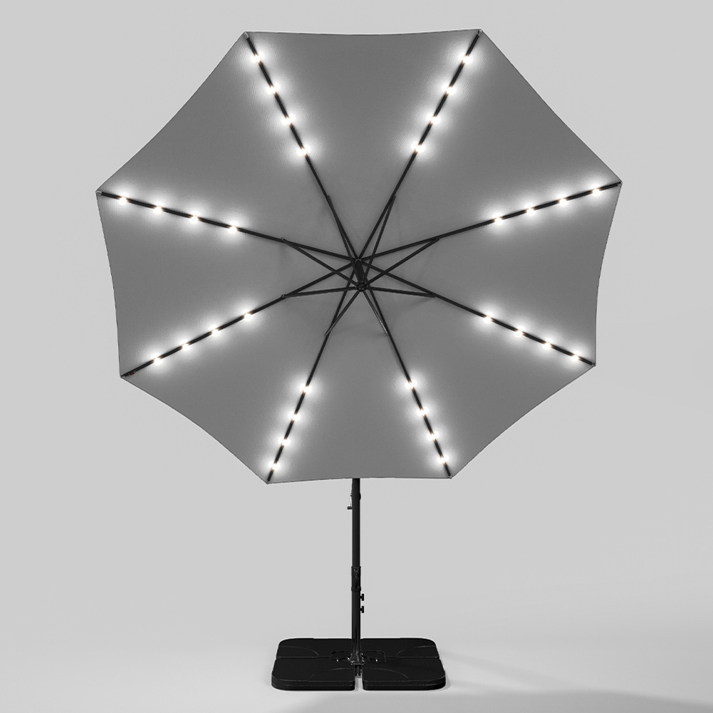 Dark Grey 2.5m Cantilever Parasol With Base - Daily Deals