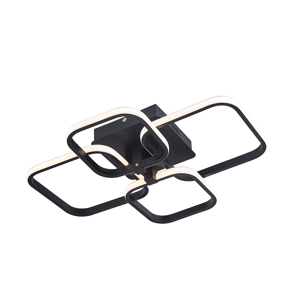 4-Head LED Ceiling Light Black Frame Chandelier Lamp