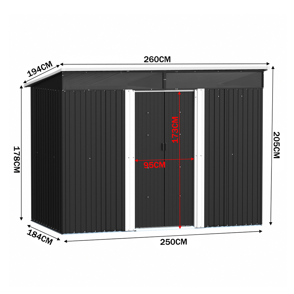 Garden Metal Storage Shed with Lockable Sliding Doors - Daily Deals