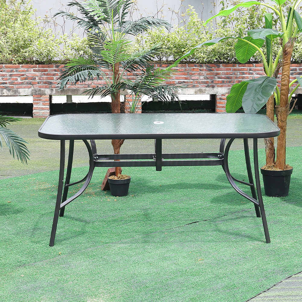Tempered Glass Outdoor Coffee Table with Parasol Hole - Daily Deals