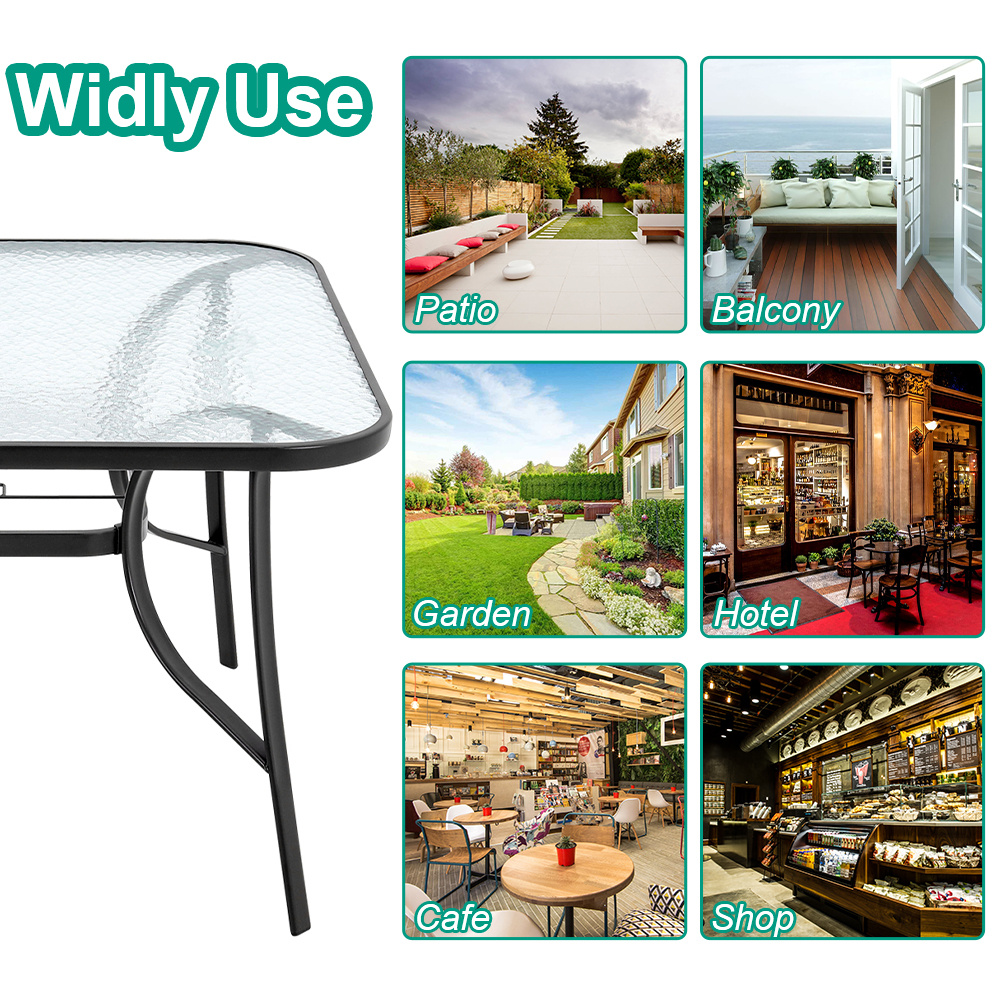 Tempered Glass Outdoor Coffee Table with Parasol Hole - Daily Deals