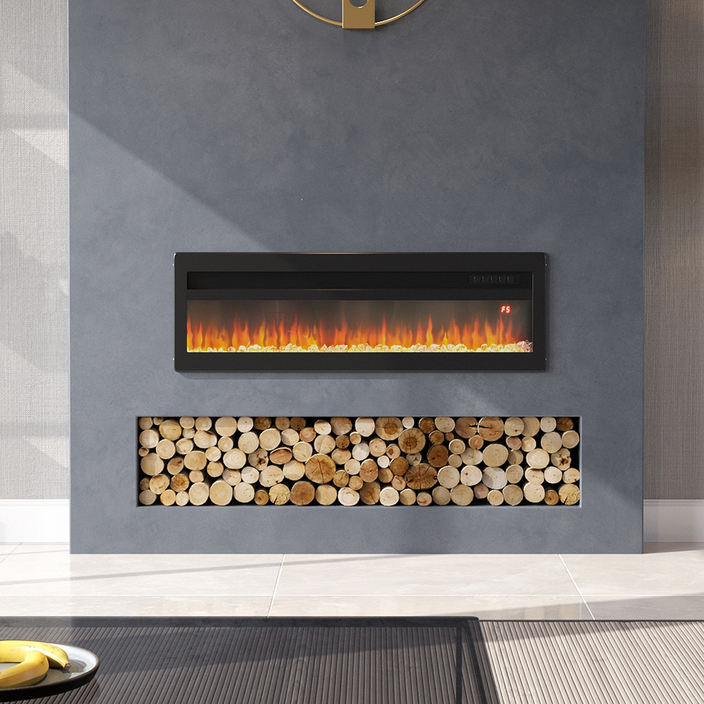 Freestanding Wall Mounted Recessed Electric Fire - Black 40 Inch - Daily Deals