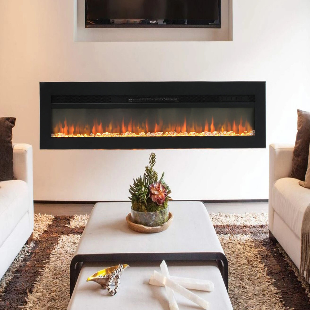 80 Inch Inset Electric Fireplace Built-In Heater With 9 Flame Colour - Daily Deals