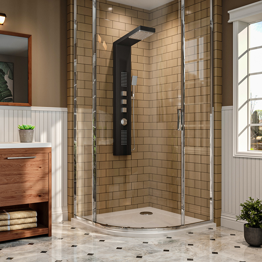 135cm H Bathroom Black Shower Tower Panel With 2 Large Body Jets & Hand Shower - Daily Deals