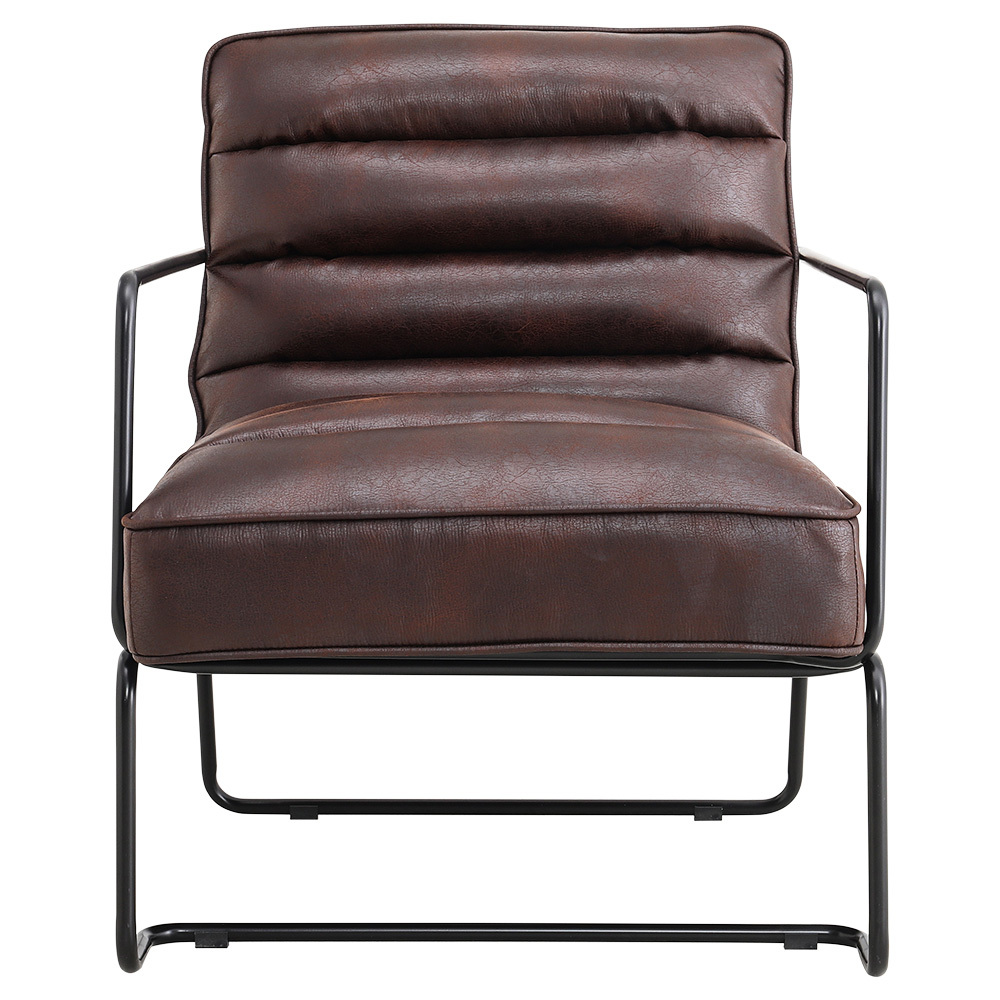 Mid-Century PU Leather Armchair with Metal Base - Daily Deals
