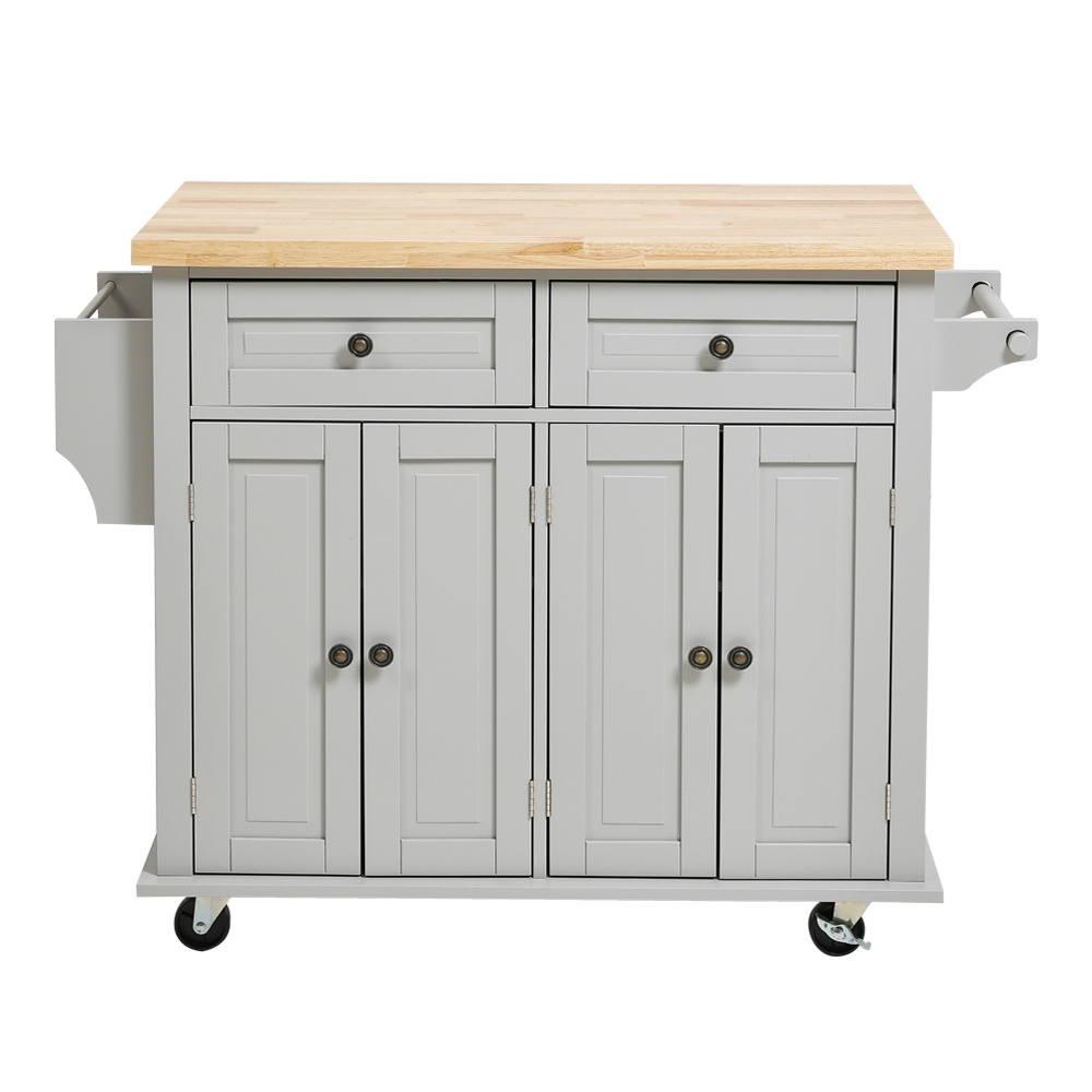 Rolling Wooden Kitchen Island Cart with Storage Cabinet - Daily Deals