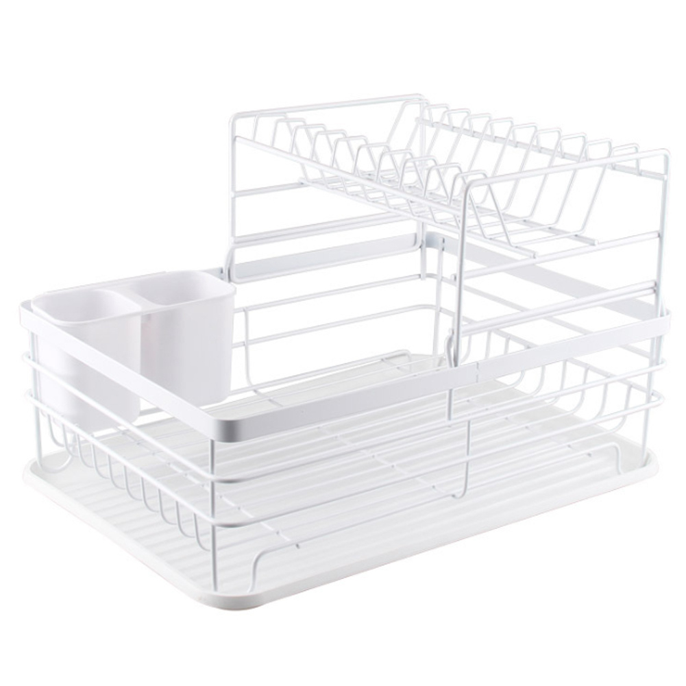 Kitchen 2 Tier Metal Dish Drainer Rack Sink Washing Plates Draining Board - Daily Deals