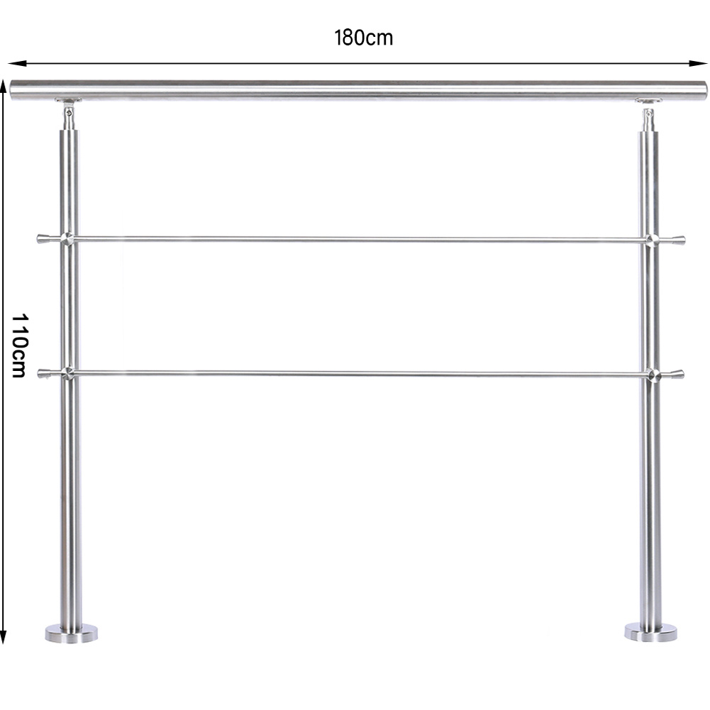 Silver Floor Mount Stainless Steel Handrail for Slopes and Stairs - Daily Deals