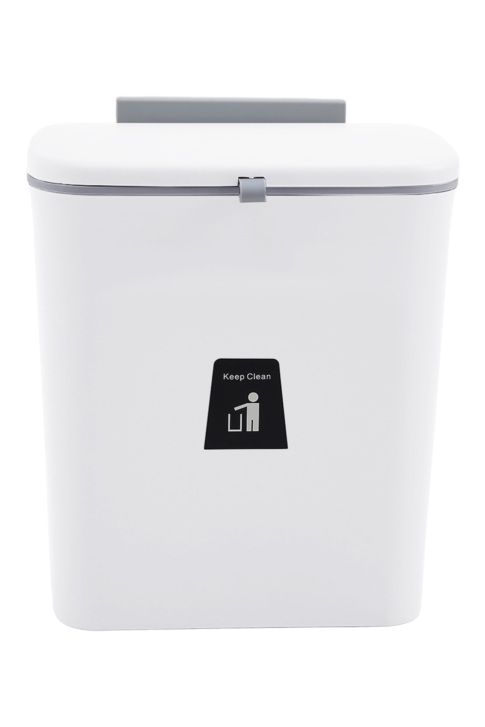 9L White Hanging Trash Can With Inner Bucket And Lid - Daily Deals