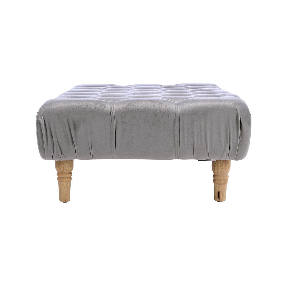 Versatile Light Grey Button-tufted Footstool - Daily Deals