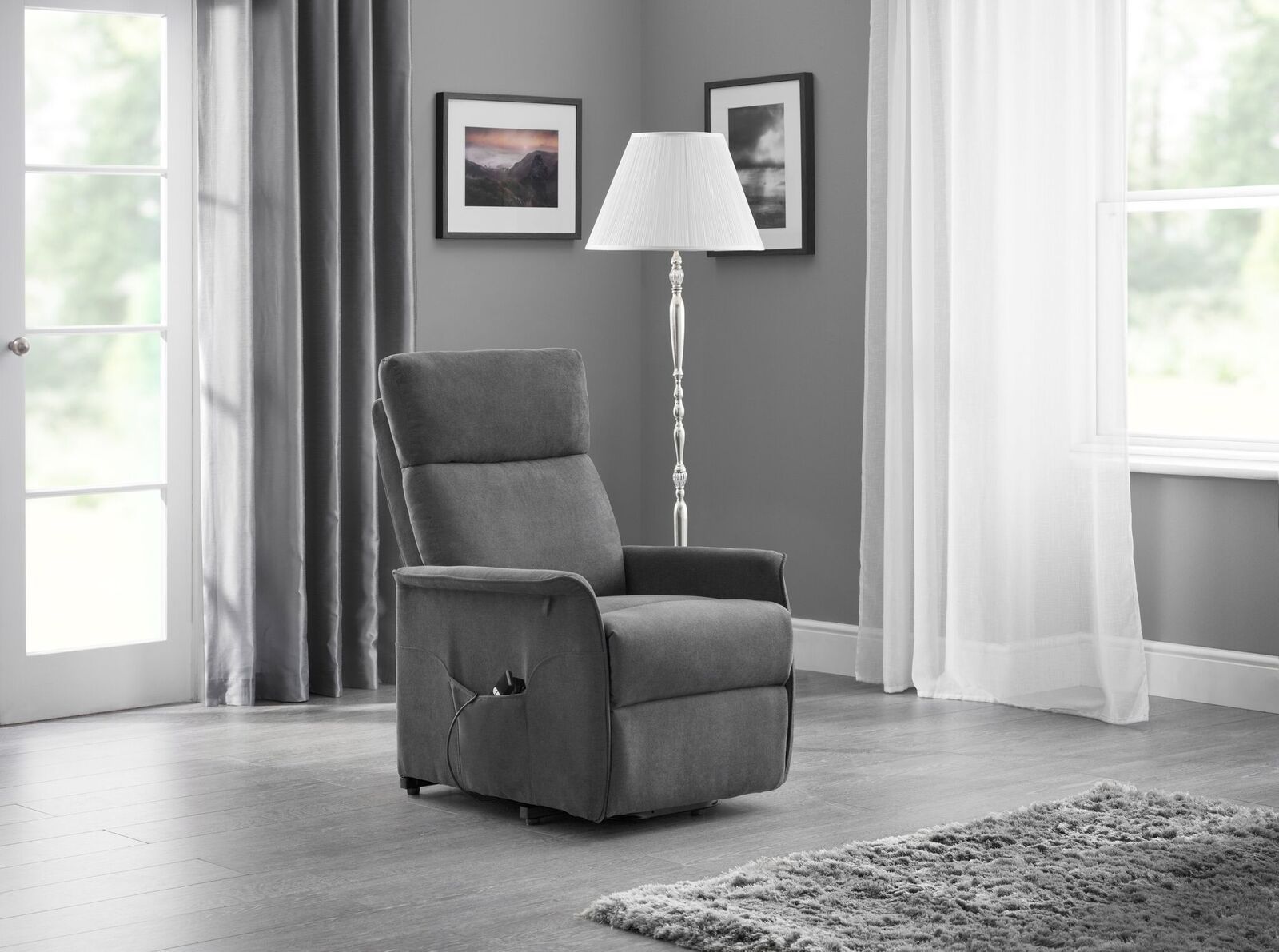 Helena Rise & Recline Armchair - Charcoal - JB Collections