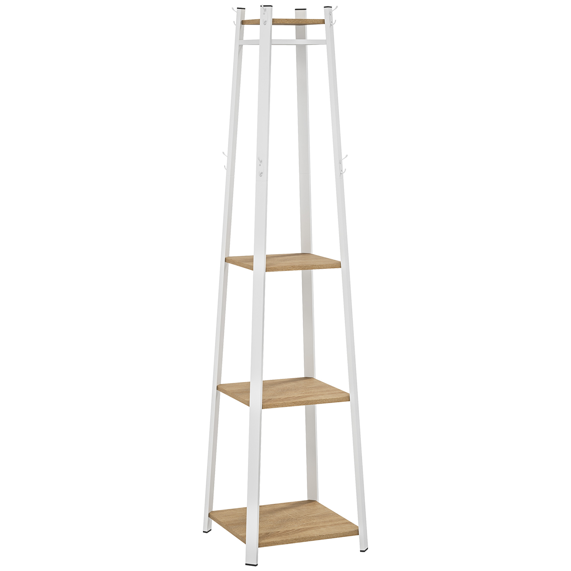 HERON Compact Freestanding Coat Rack White, Oak - Life Essentials