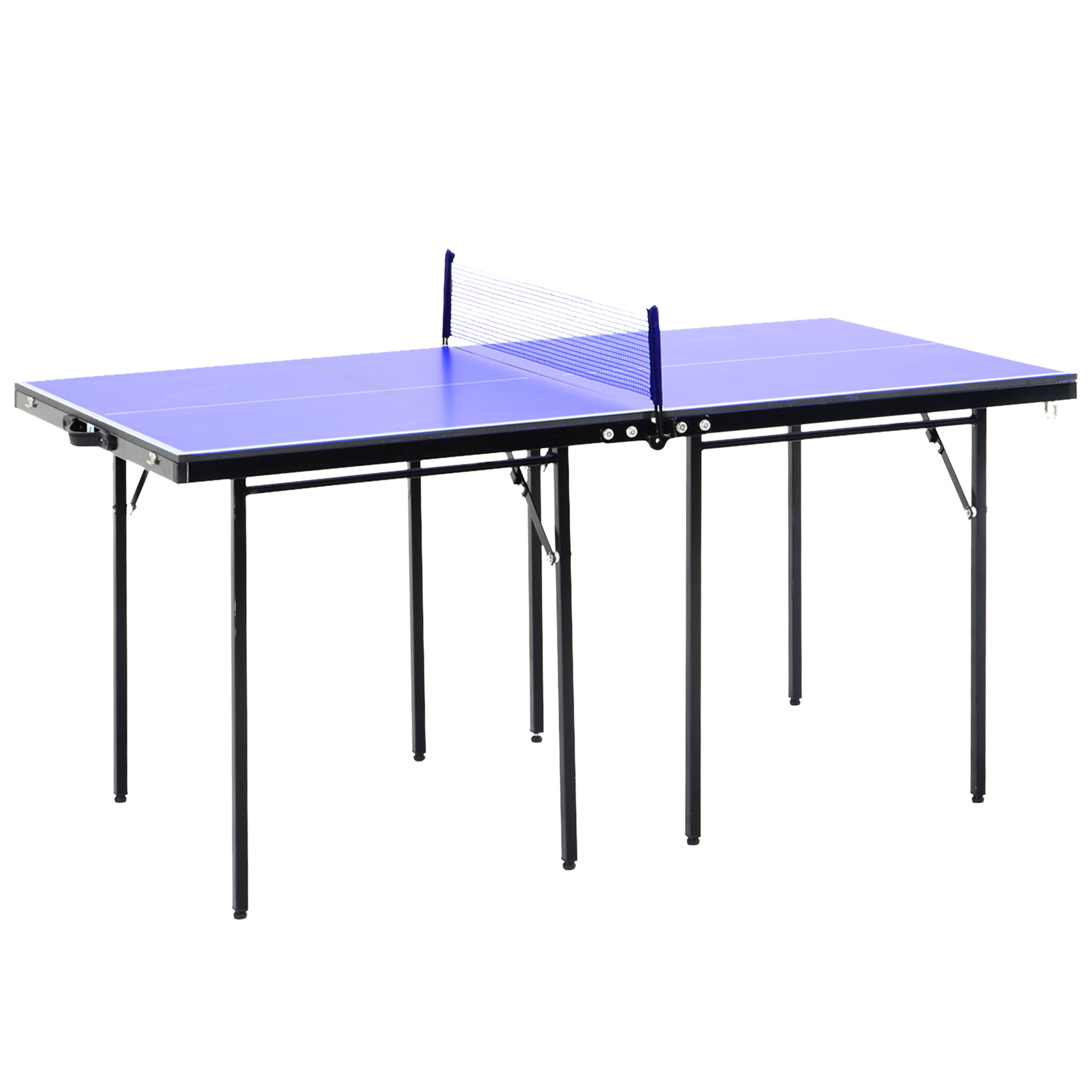 Folding Mini Compact Table Tennis Top Ping Pong Table Set Professional Net Games Sports Training Play Blue - Life Essentials