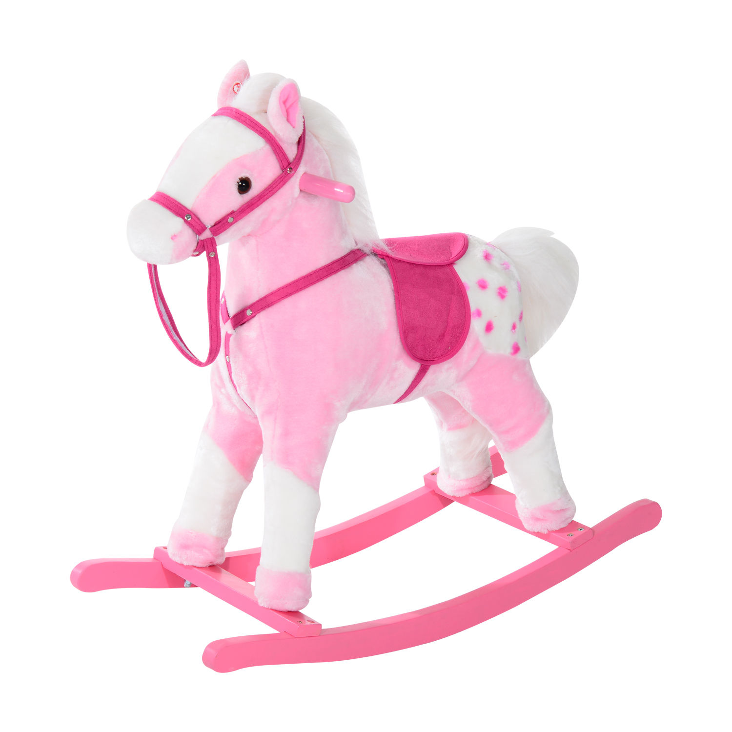 Childrens Plush Rocking Horse with Sound-Pink - Life Essentials