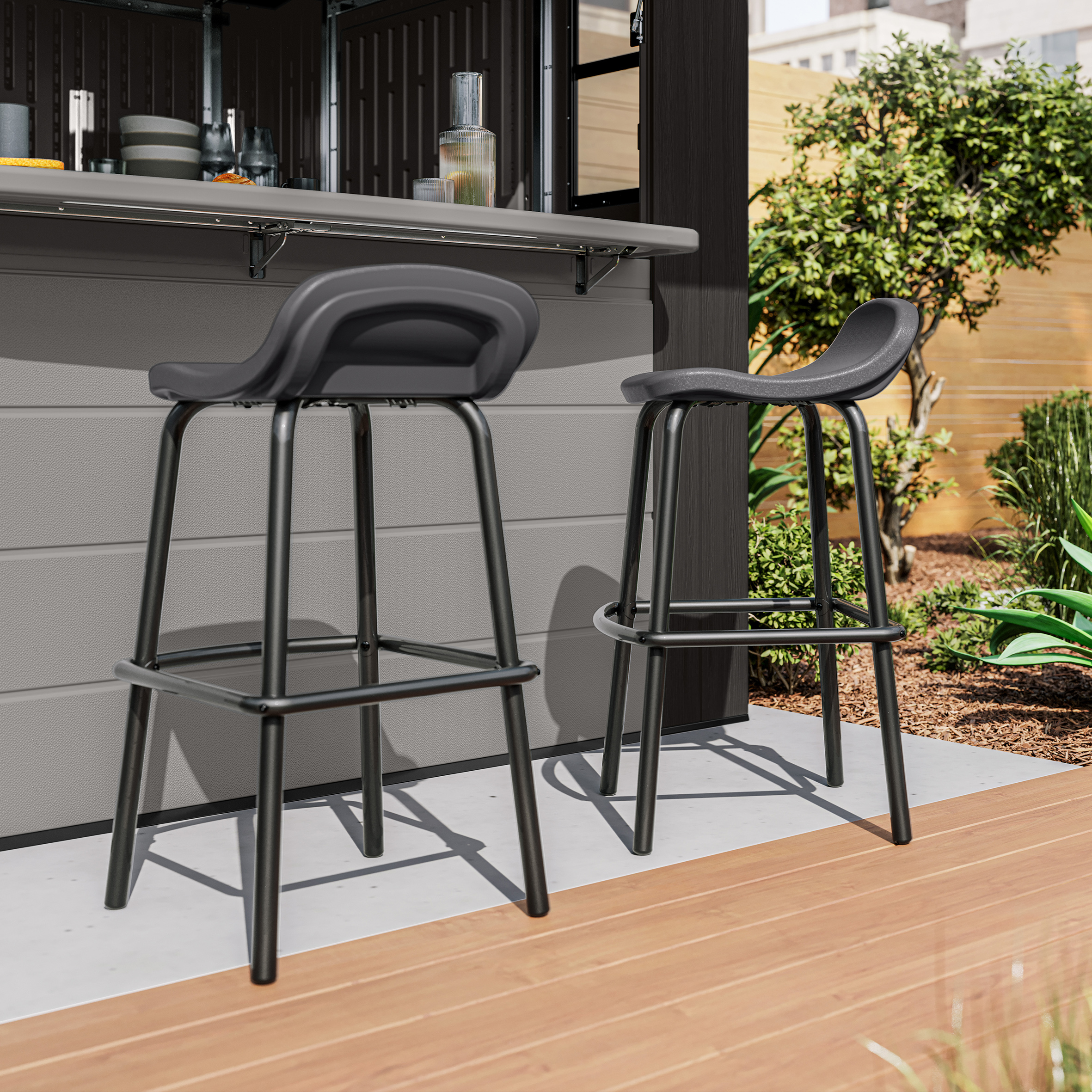 CAMRI Garden Bar Stools Grey - Set of 2 - Etta Gardens