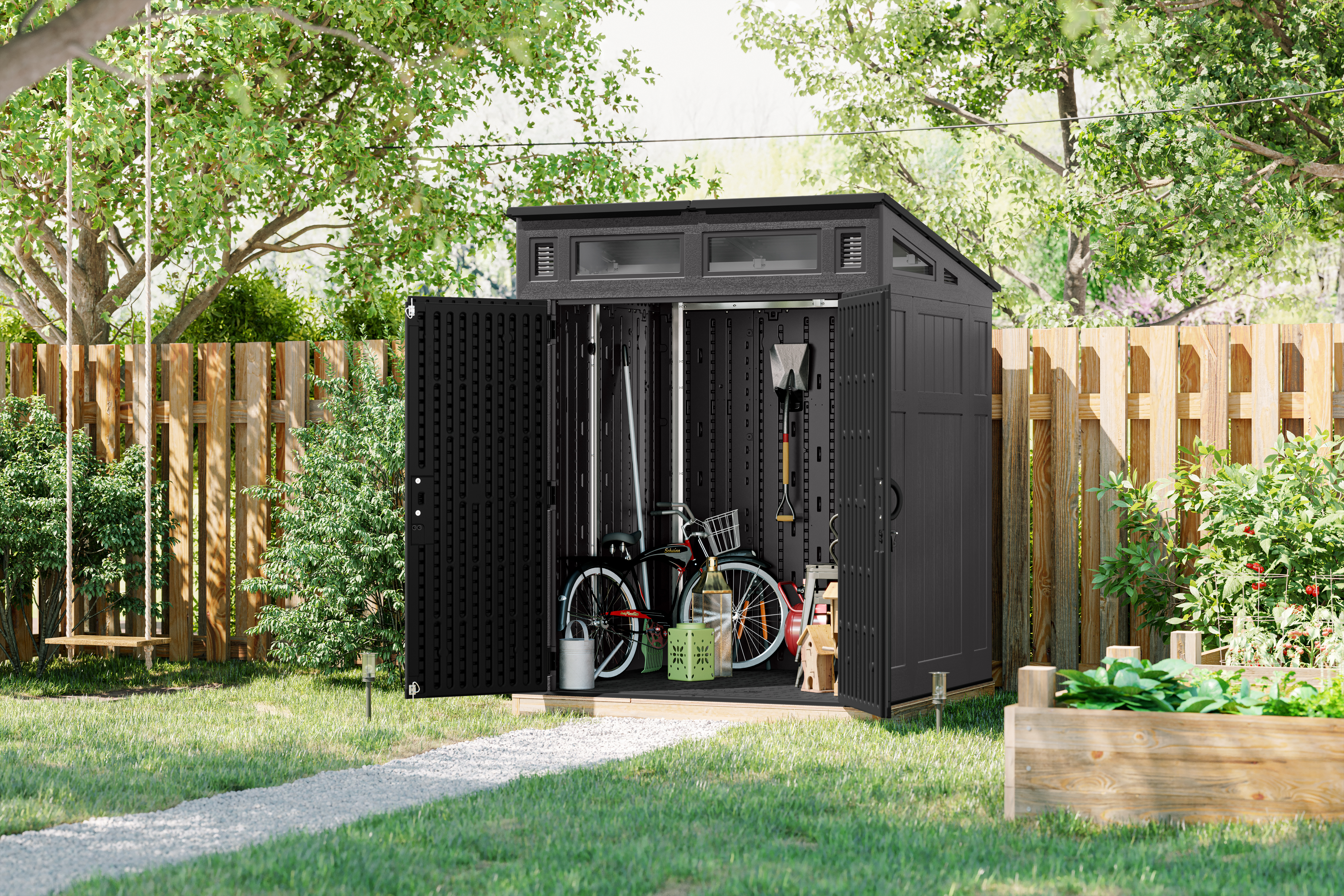 LORNVALE Garden Shed 6x5 - Grey - Etta Gardens