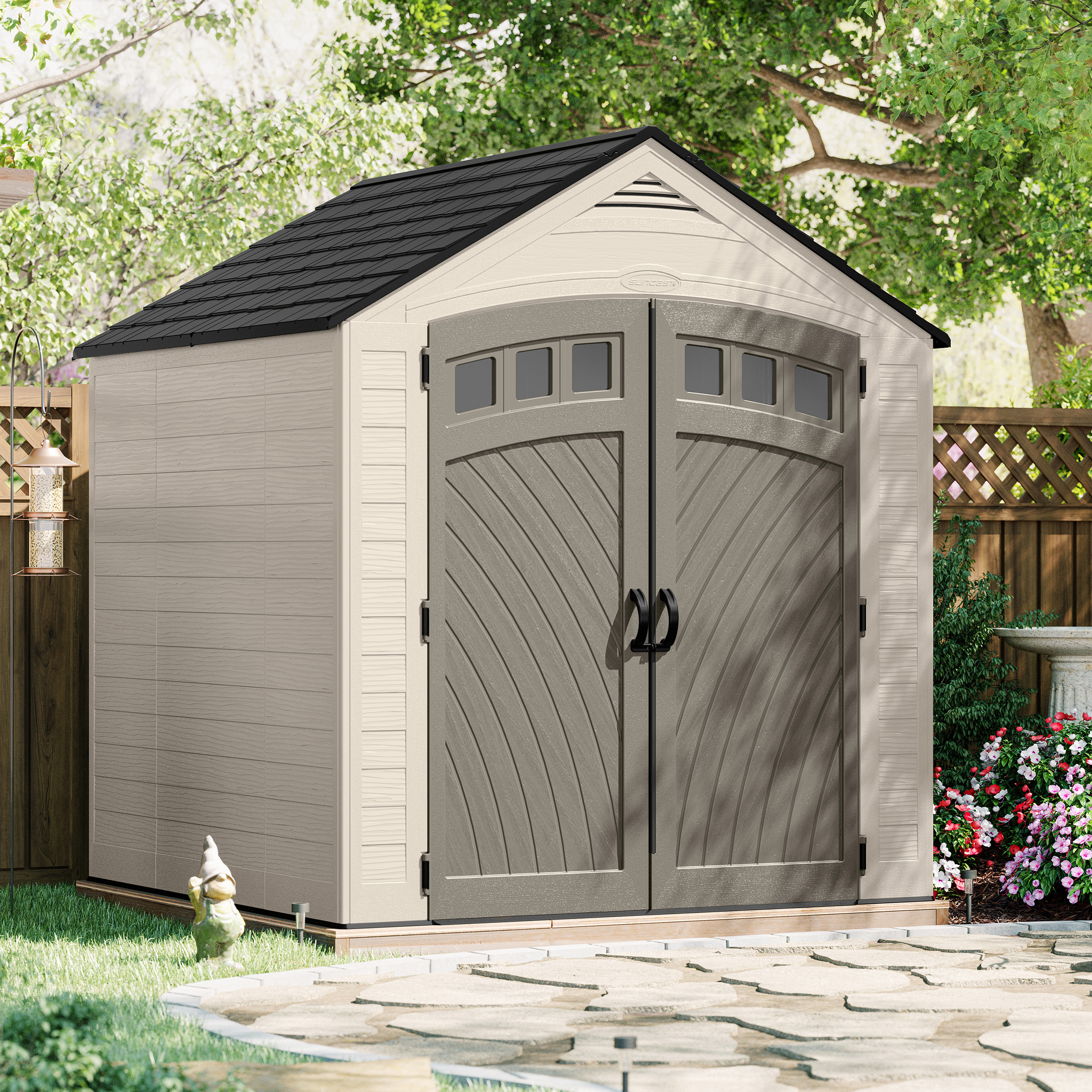 LORNVALE Garden Shed 7x7 - Cream - Etta Gardens