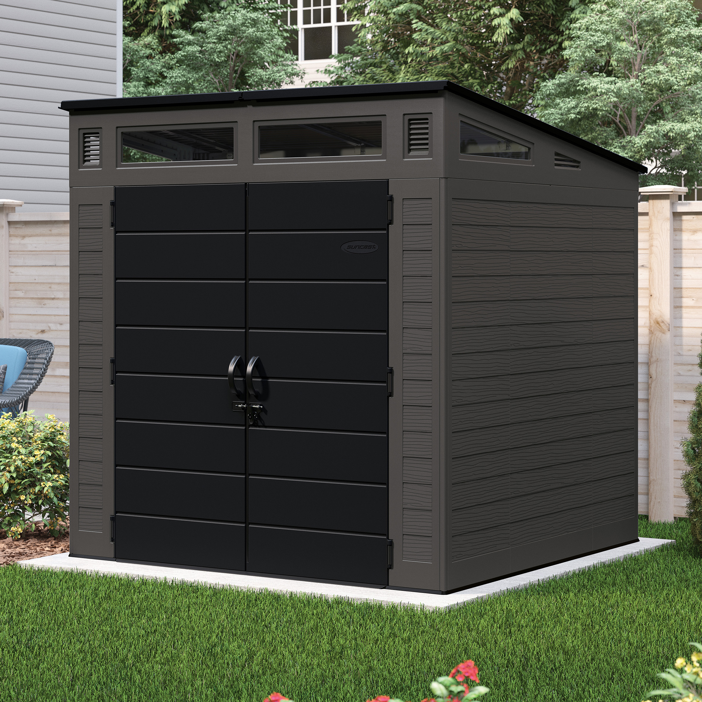 LORNVALE Garden Shed 7x7 - Grey - Etta Gardens