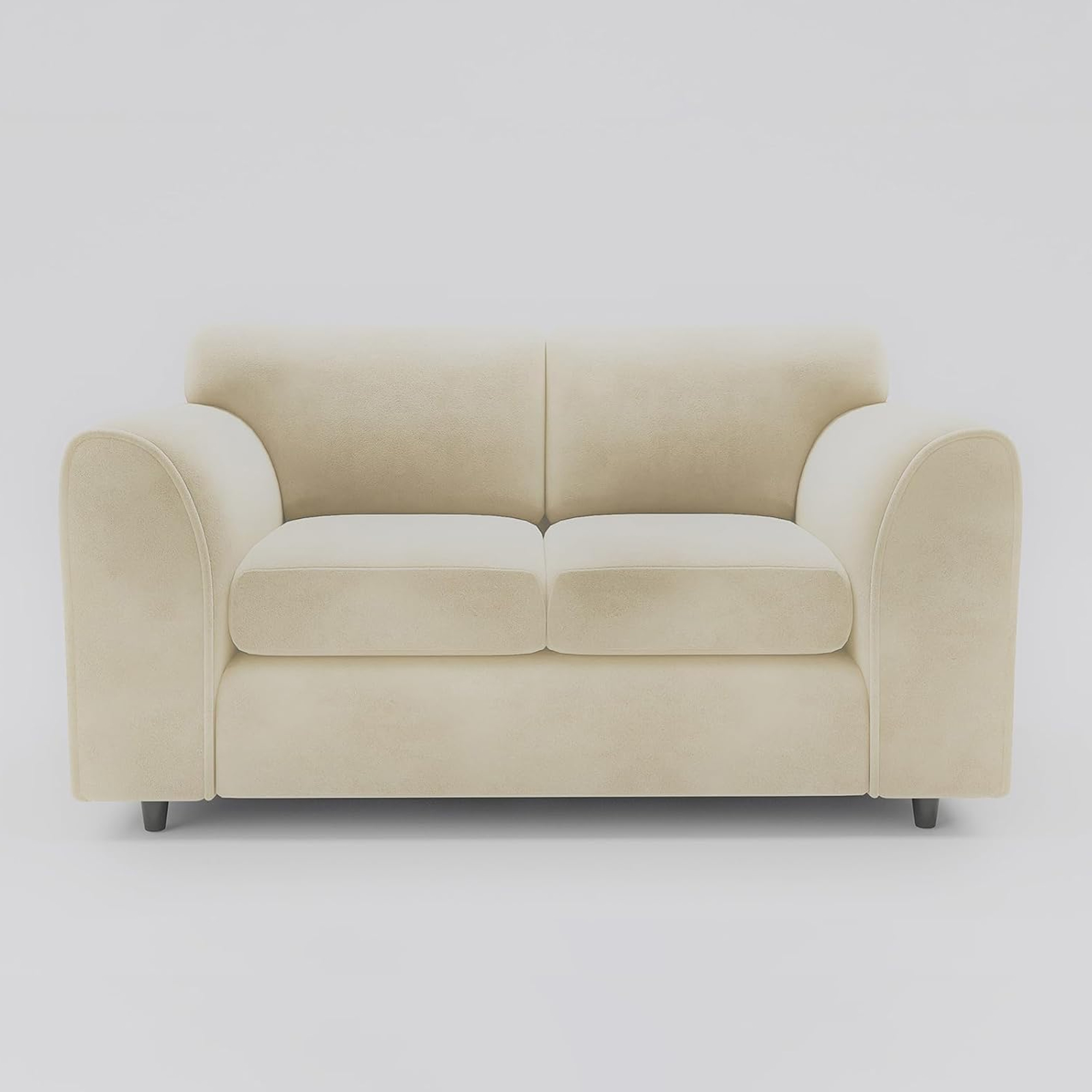 DELANO Plush Velvet 2 Seater Fullback Sofa - Cream - Home Done