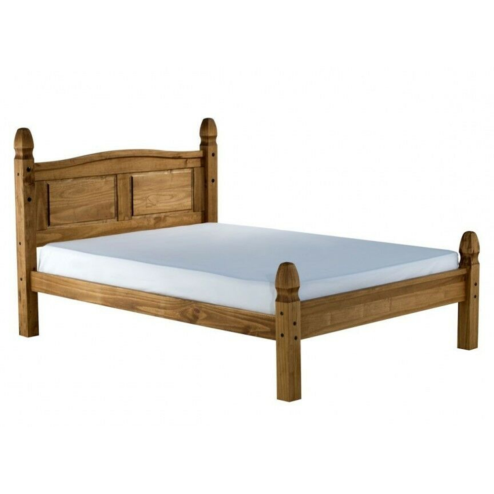 Corona Solid Pine Bed Double 4ft6 Low End - Antique Wax - Bedroom & More