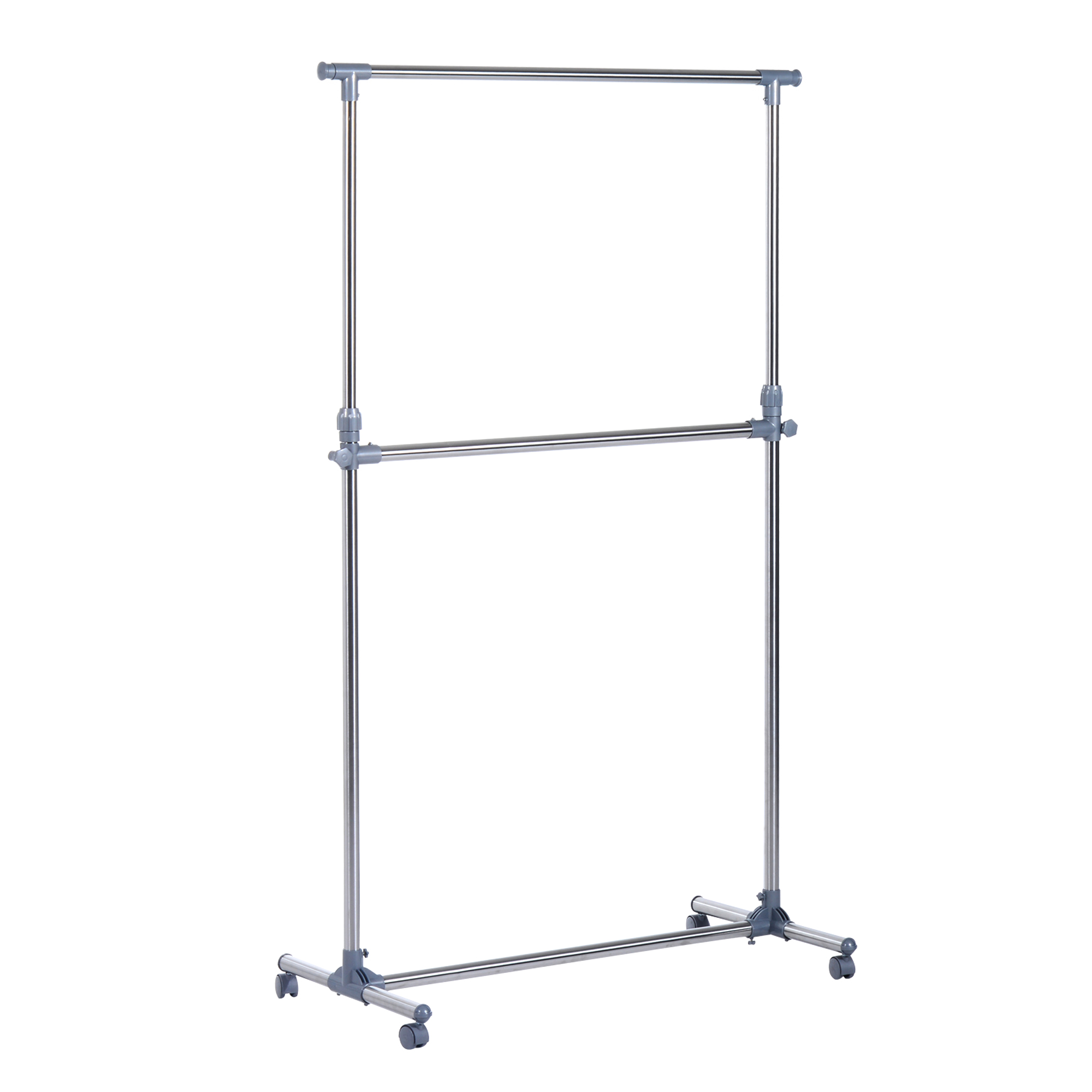 Heavy Duty Clothes Hanger Garment Rail Hanging Display Stand Rack w/ Wheels Adjustable - Life Essentials