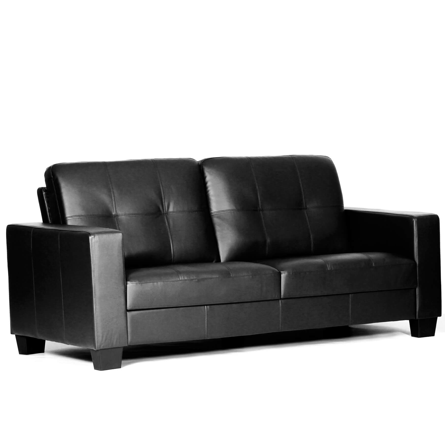 Wadrqua Luxurious Comfort 3-Seater Bonded Leather and PVC Sofa in Black - Sigrid Mills