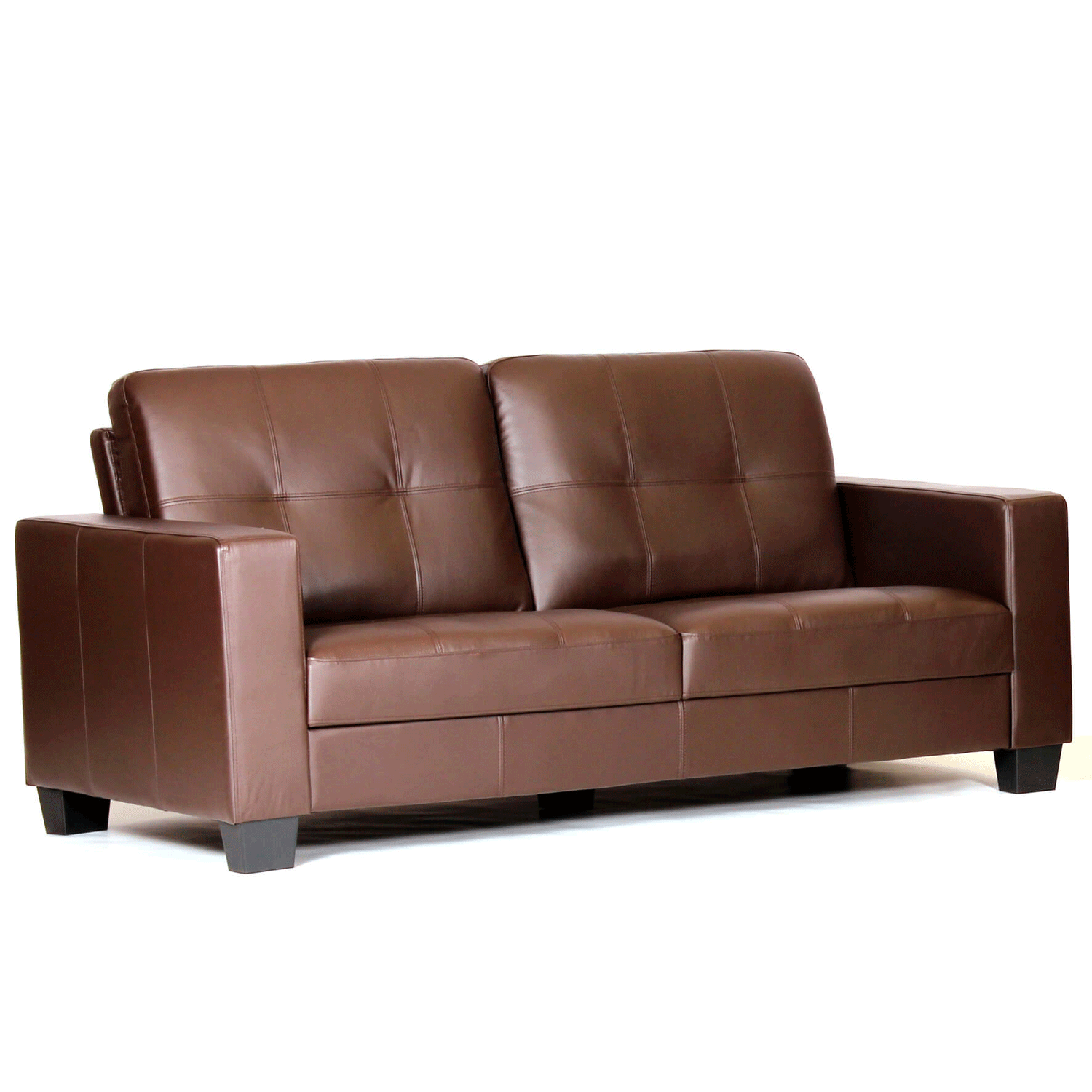 Wadrqua Luxurious Comfort 3-Seater Bonded Leather and PVC Sofa in Brown - Sigrid Mills