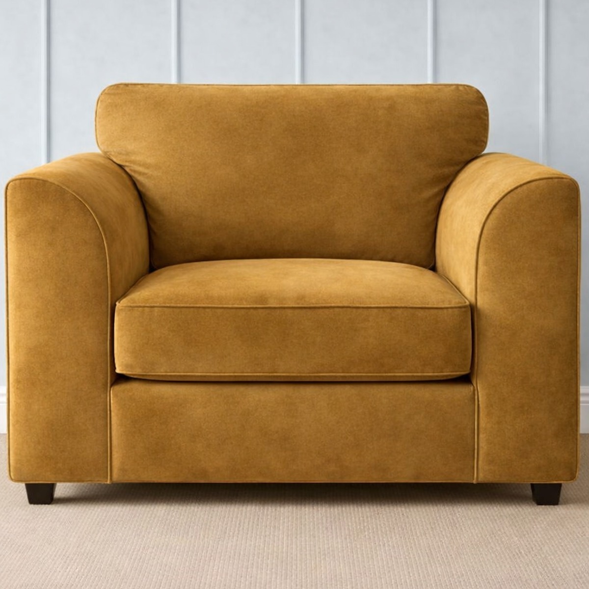 DELANO Plush Velvet Armchair - Mustard - Home Done
