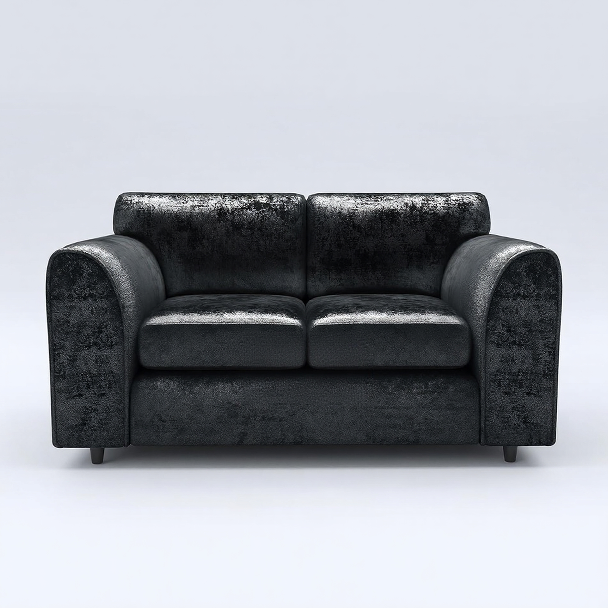 VELOURA Crush Velvet 2 Seater Fullback Sofa - Black - Home Done