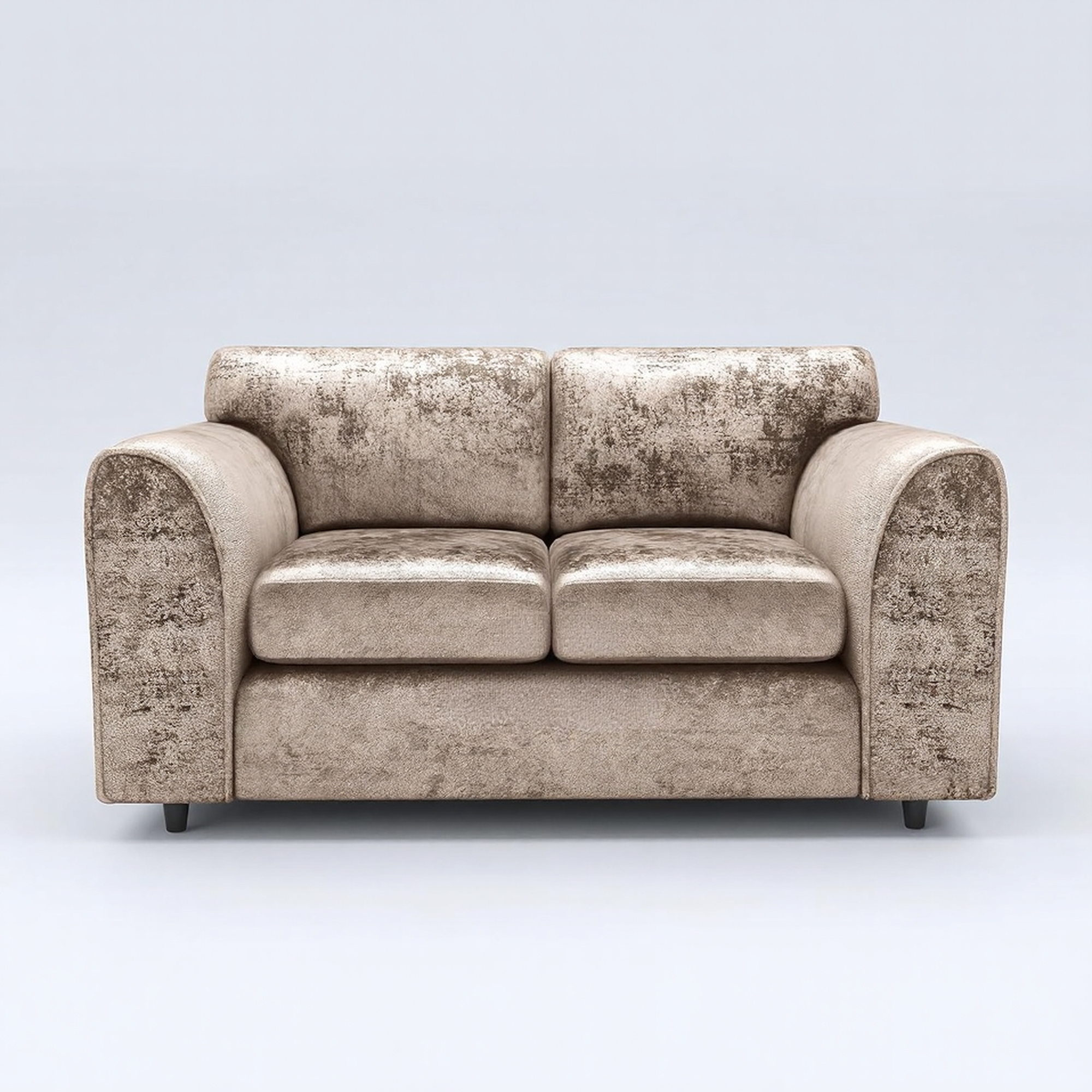 VELOURA Crush Velvet 2 Seater Fullback Sofa - Mink - Home Done