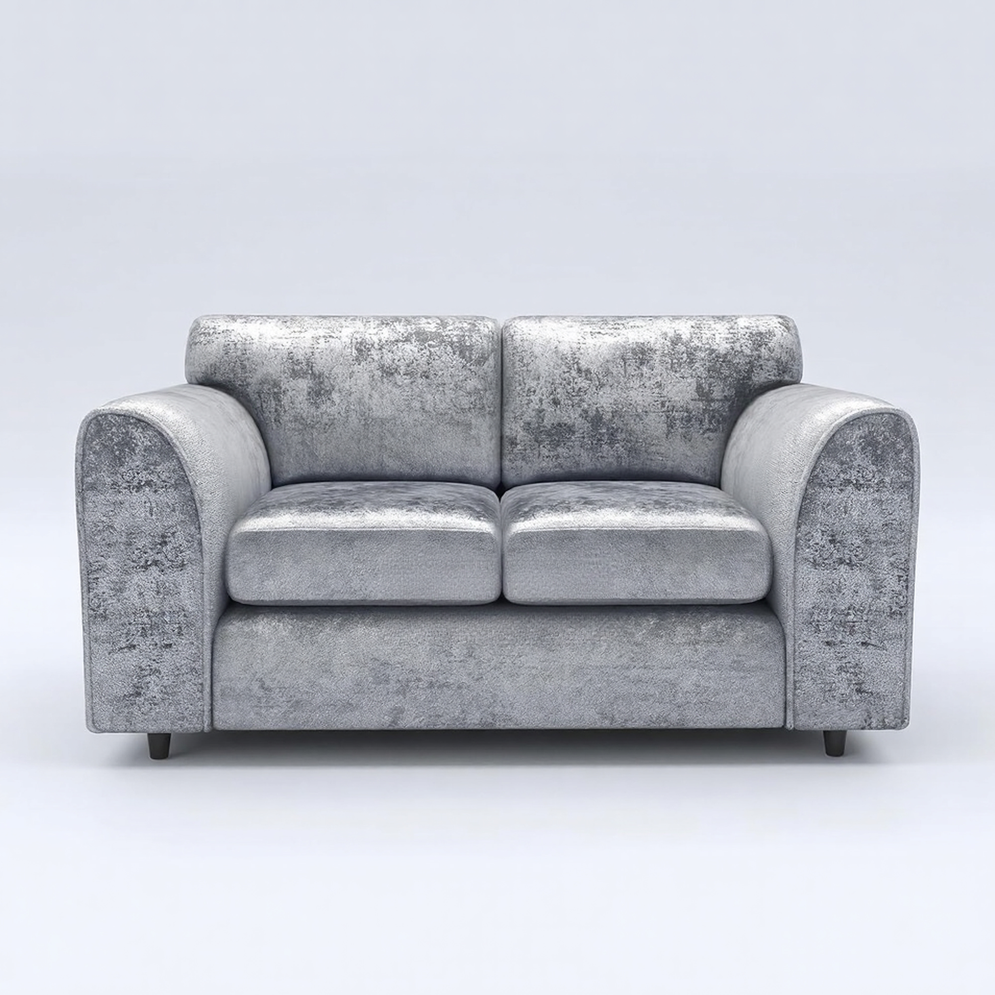 VELOURA Crush Velvet 2 Seater Fullback Sofa - Silver - Home Done