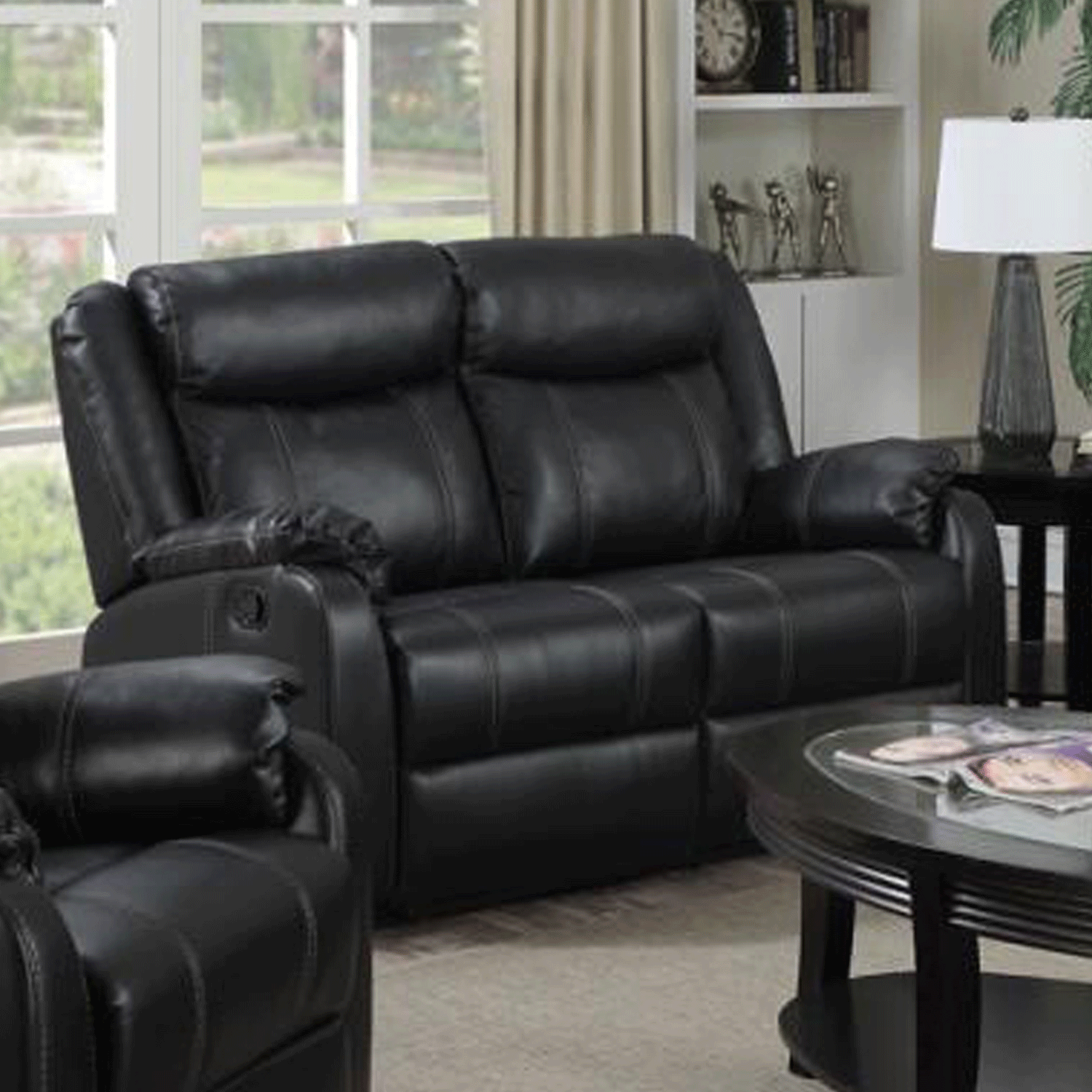 Hirwaun Luxurious Recliner 2-Seater Leatherlux and PU Collection in Gun Metal - Sigrid Mills