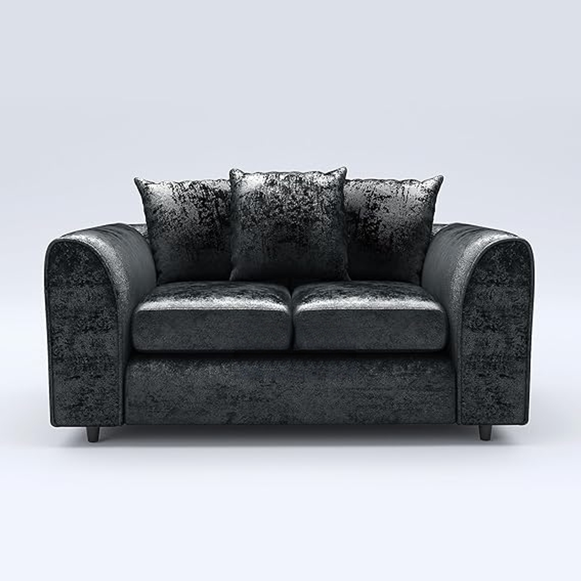 VELOURA Crush Velvet 2 Seater Scatterback Sofa - Black - Home Done