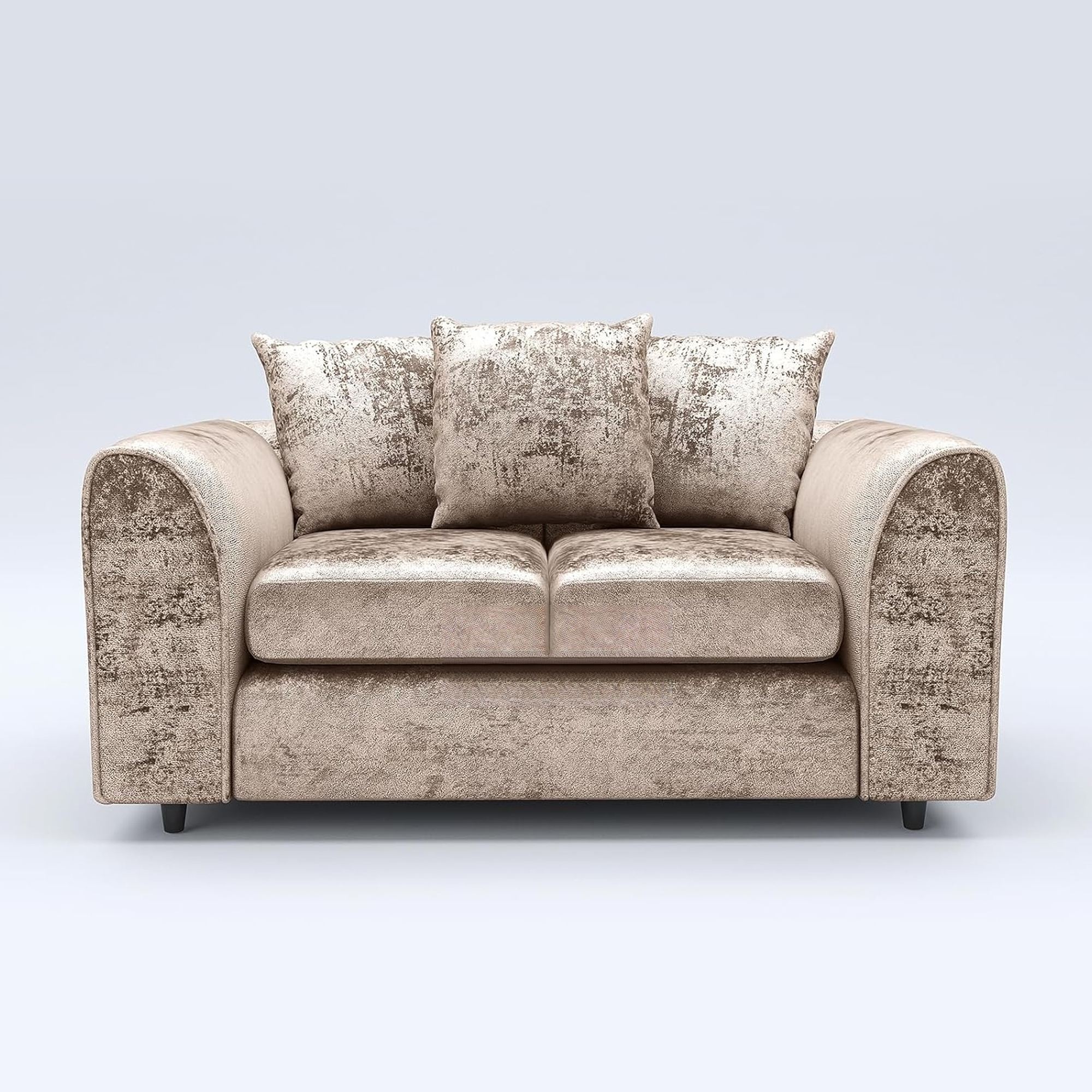 VELOURA Crush Velvet 2 Seater Scatterback Sofa - Mink - Home Done