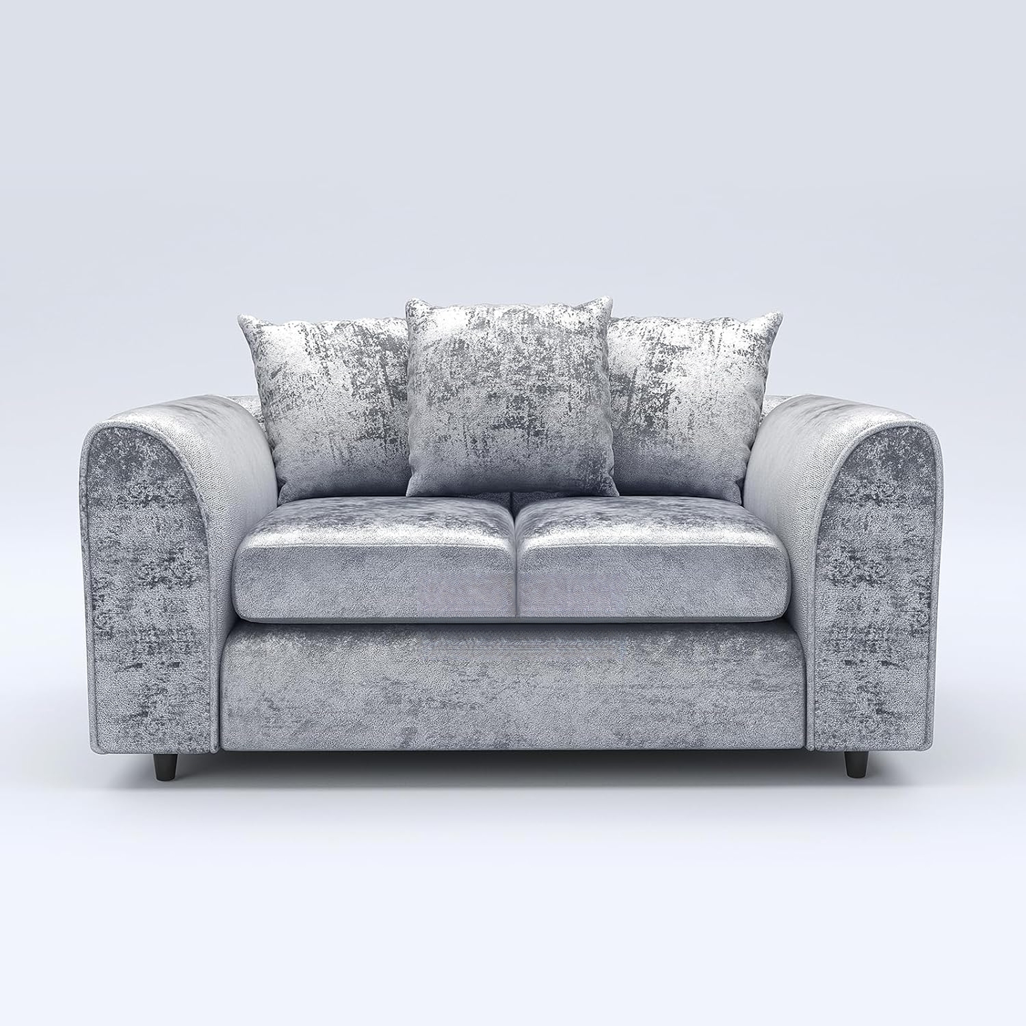 VELOURA Crush Velvet 2 Seater Scatterback Sofa - Silver - Home Done