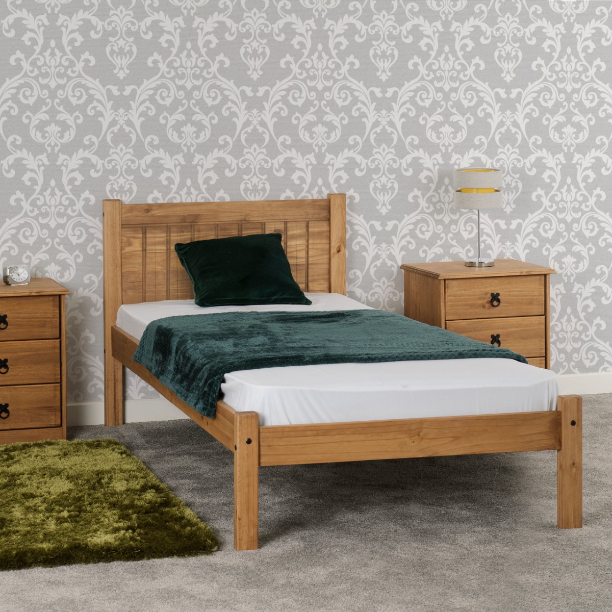 Maya 3ft Single Bed - Distressed Waxed Pine - Budget Deals