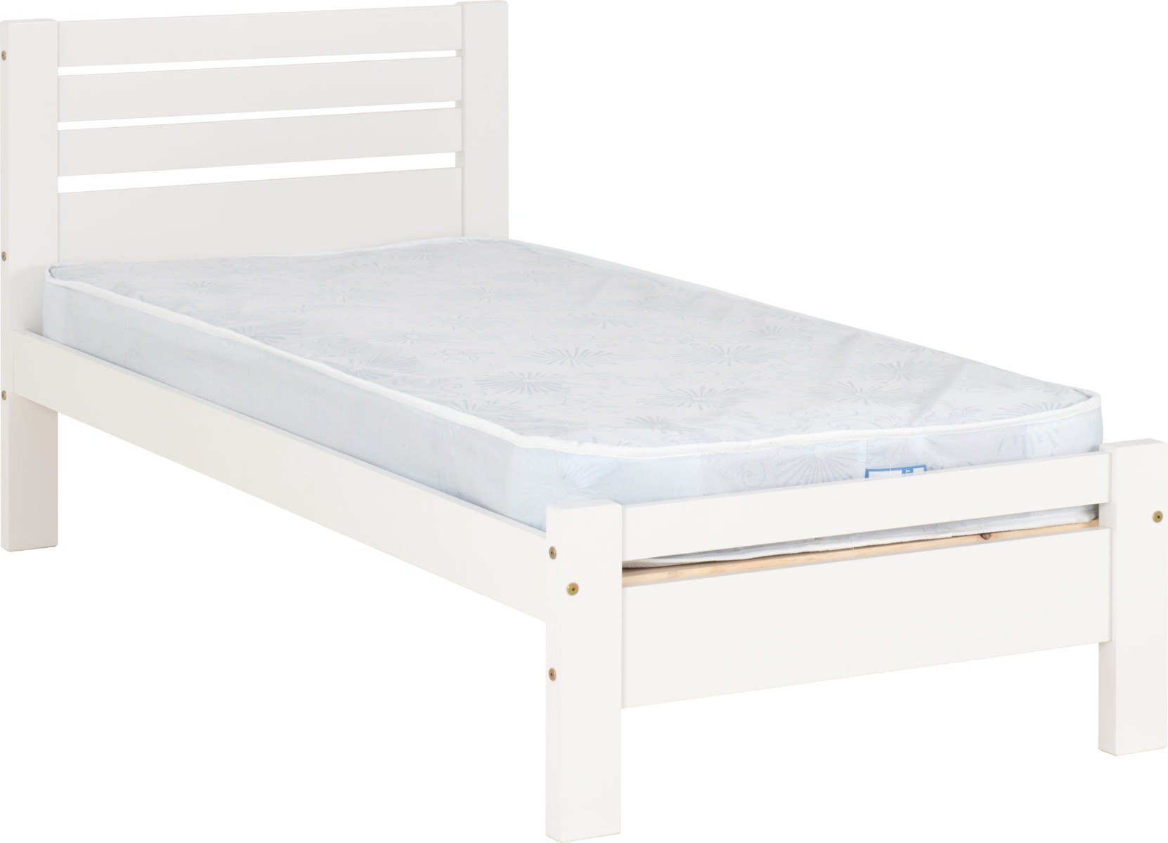 Toledo 3ft Single Bed - White - Budget Deals