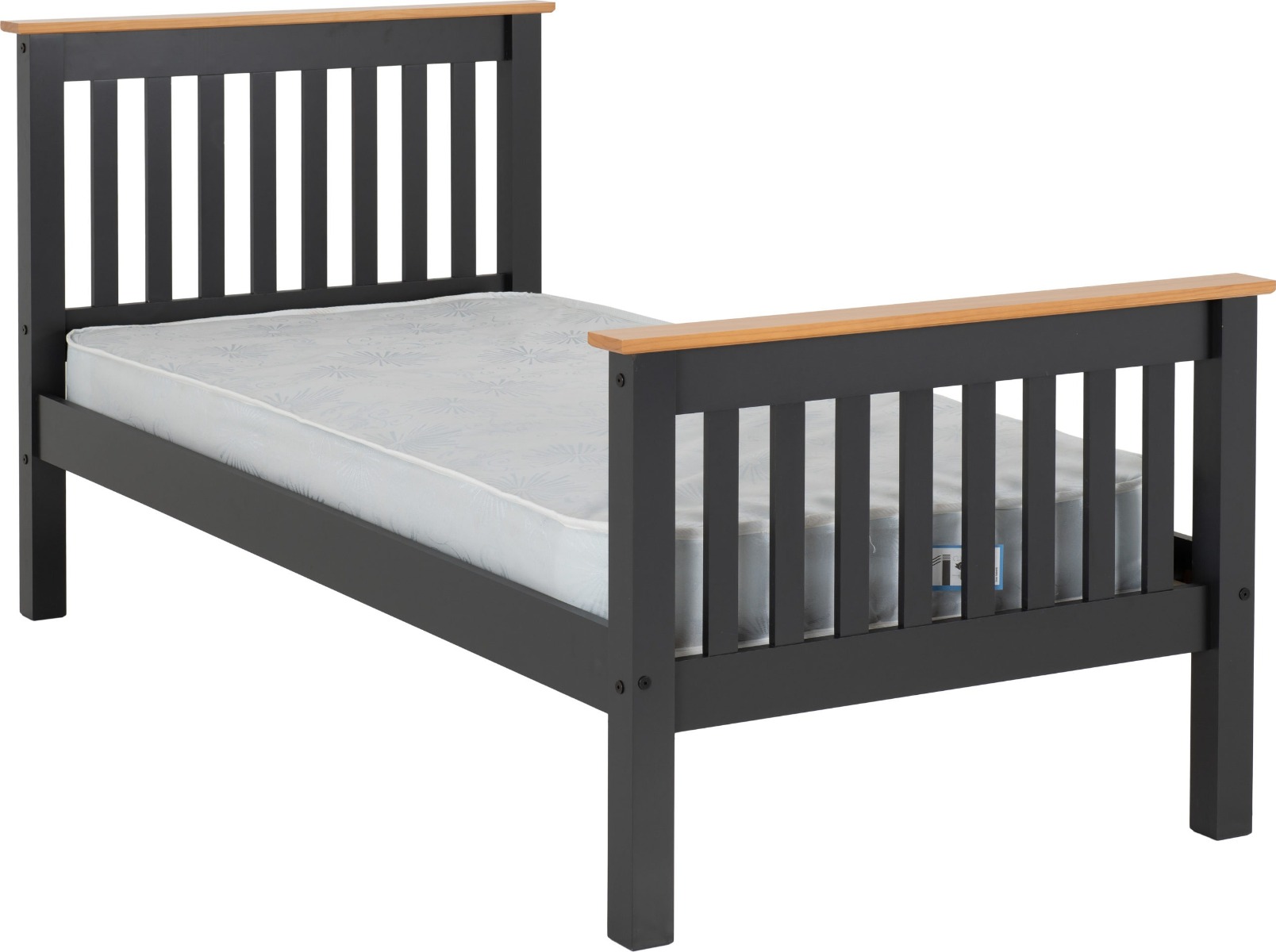Monaco 3ft Single Bed High Foot End - Grey Oak Effect - Budget Deals