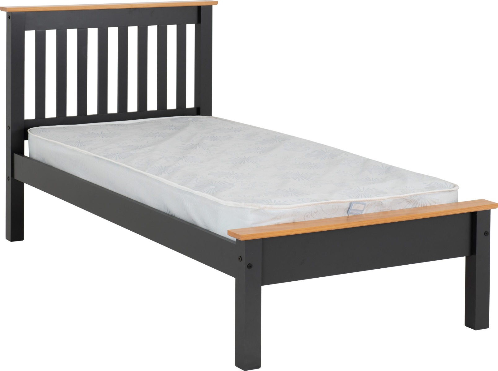 Monaco 3ft Single Bed Low Foot End - Grey Oak Effect - Budget Deals