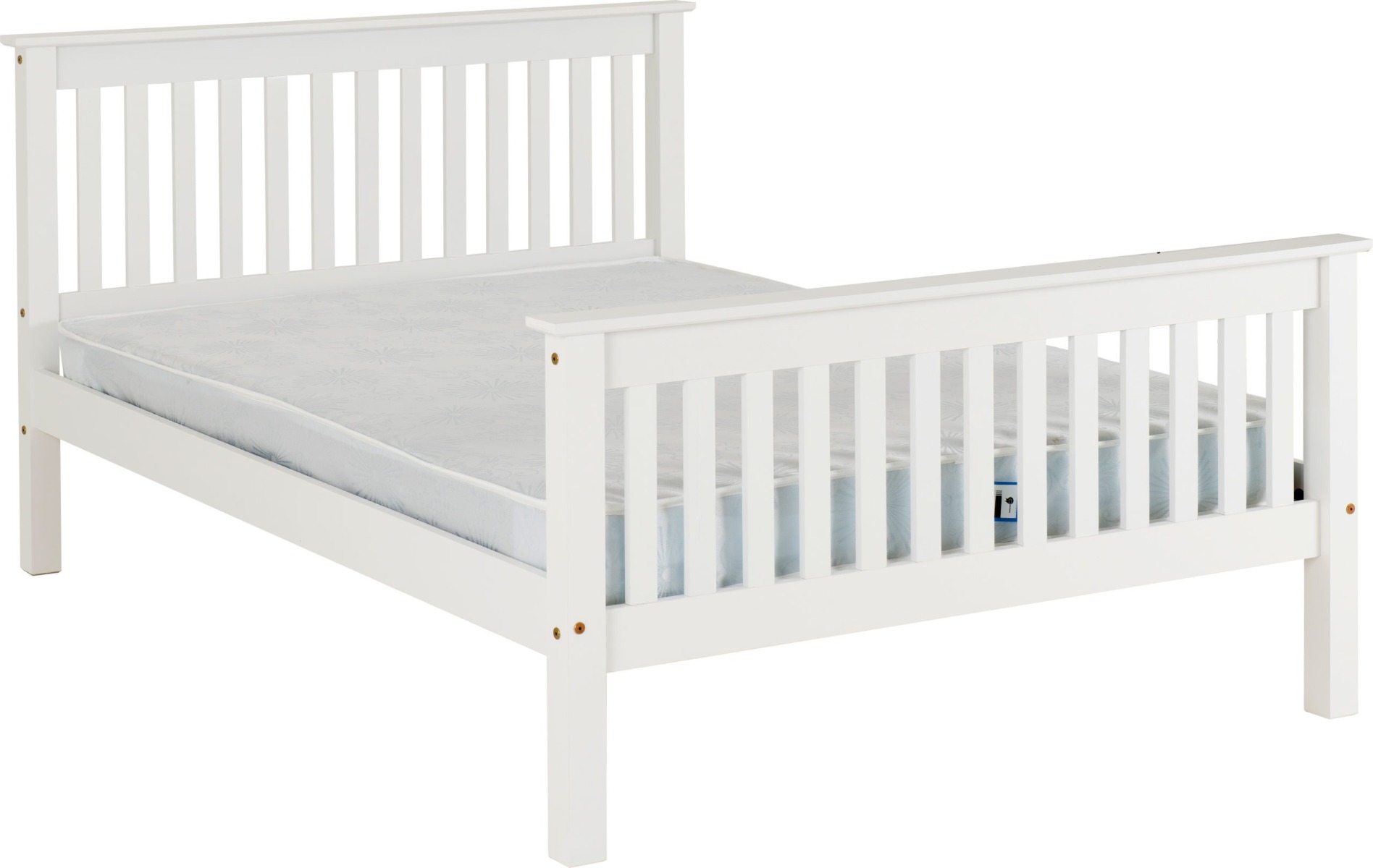 Monaco 4ft6 Double Bed High Foot End - White - Budget Deals